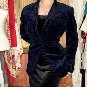 Vintage 90’s Harrods Navy Velvet Jacket